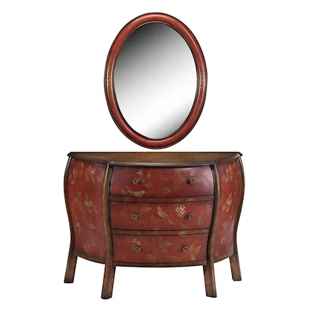 Red Bombe Console/Mirror Set